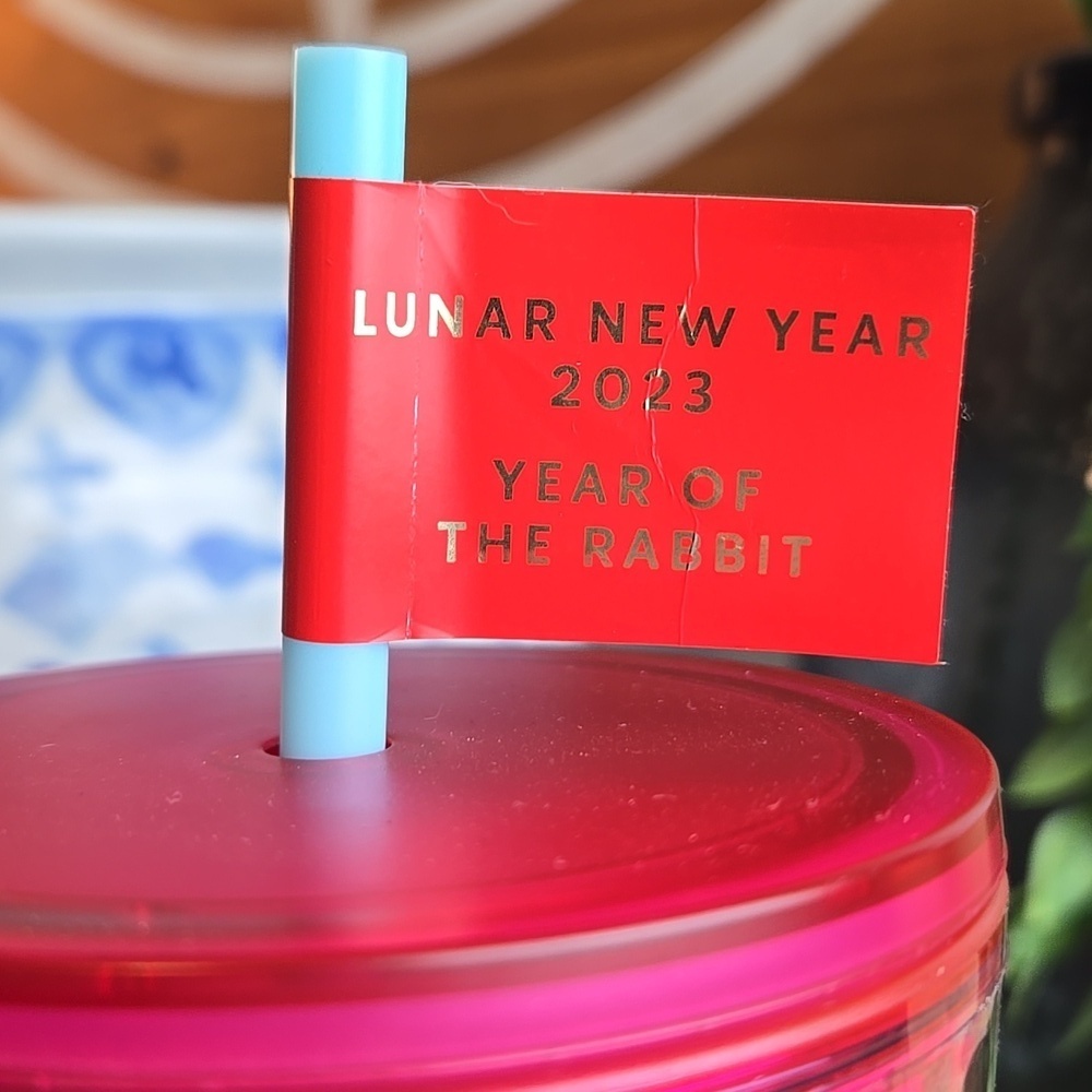 Starbucks Tumbler 2023 Lunar New Year Pink Rabbit Bunny Cold Actylic-NWT-24 oz - Picture 4 of 9